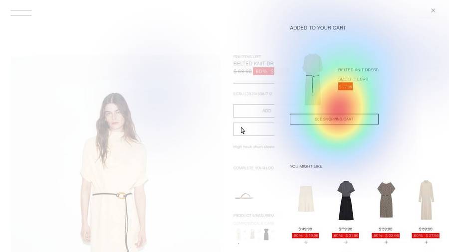 Screen 30 of Amina's user-testing session with predicted-gaze heatmap