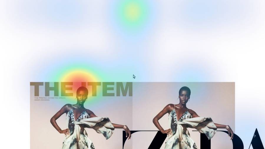 Screen 15 of Amina's user-testing session with predicted-gaze heatmap