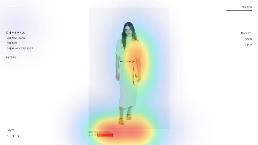 Screen 23 of Amina's user-testing session with predicted-gaze heatmap