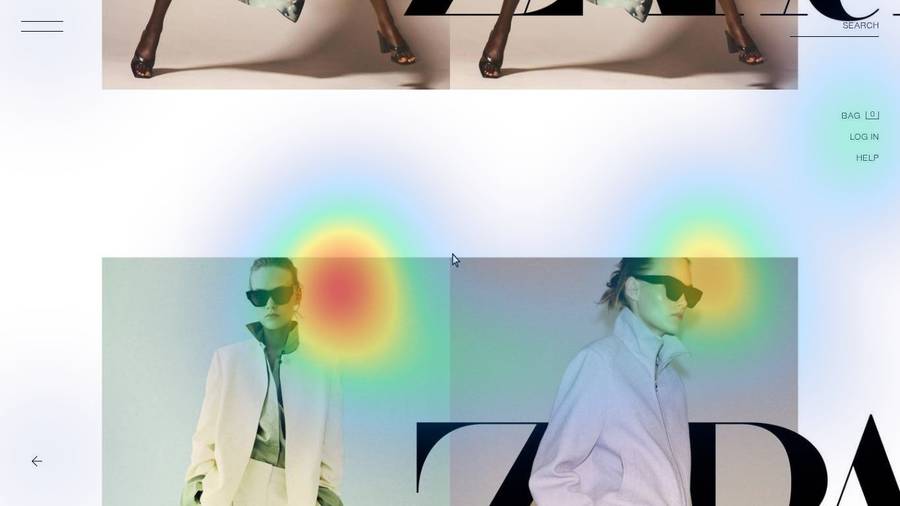 Screen 18 of Amina's user-testing session with predicted-gaze heatmap