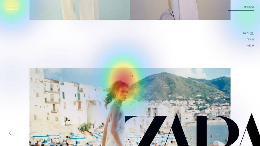 Screen 22 of Amina's user-testing session with predicted-gaze heatmap