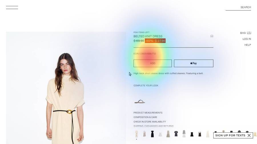Screen 26 of Amina's user-testing session with predicted-gaze heatmap